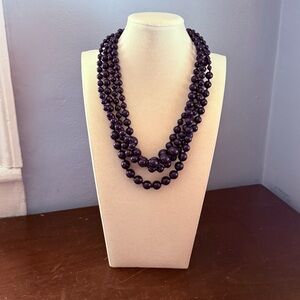 J.Crew Elegant Navy Dark Blue Beaded Necklace Ladybug Enamel Clasp Jewelry